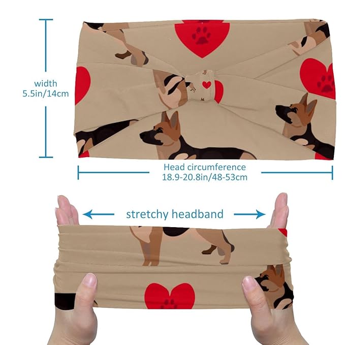 dog and heart Headband for Women, Absorbed Sport Knotted Headband for Daily Life Yoga Workout
