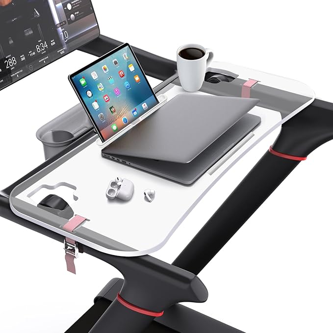 Treadmill Desk Attachment,Compatible with Peloton Tread Tray Ergonomic Platform, Tablet Holder,New Universal Cooling Holes Laptop Stand for Home/Office Transparent Acrylic Material