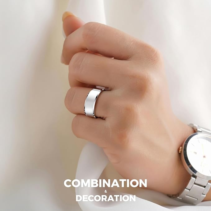 Smart Ring for Women Men Fitness Tracker with Blood Pressure,Heart Rate,Sleep Monitoring,Step Counting,for iPhone and Android,Waterproof smart blood pressure monitor,No Subscription Fees (silver 8)