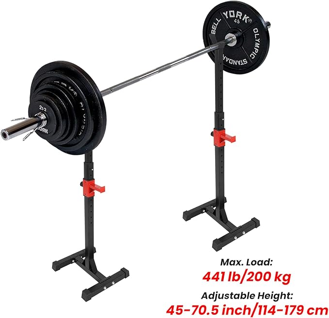 45-70.5inch Adjustable Bench Press Stands Dip Stand for Home Gym Full Body Multi-Function Workout Fitness, Adjustable Portable Squat Rack 441LBS Max Load