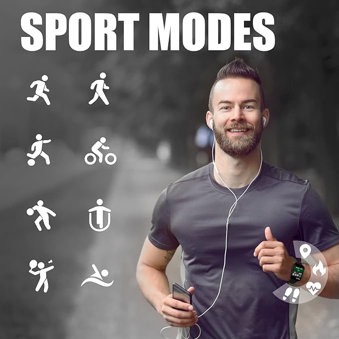 Smart Watch for Men Women SmartWatch 1.83" for iPhone Samsung Android Phone Compatible, Fitness Tracker Watch with Pedometer, Heart Rate/Sleep Monitor, Blood Oxygen, IP68 Waterproof