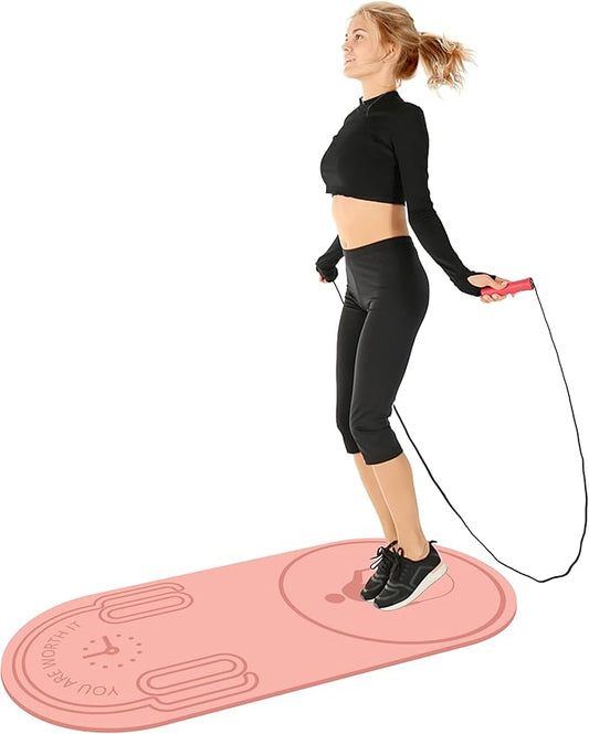 Non-Slip Jump Rope Mat Shock Absorption Rope Skipping Mat for Adults & Children Home Indoor Workout Exercise Mat