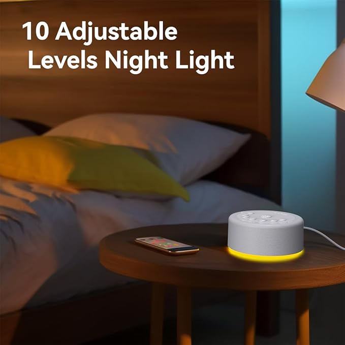 Sound Machine Night Light White Noise Machine 30 Non Looping Sounds 12 Lights 5 Timers 36 Adjustable Volume Memory Function Sleep Brown Noise Sounds Machine for Baby Kids Adult & Home Office Travel