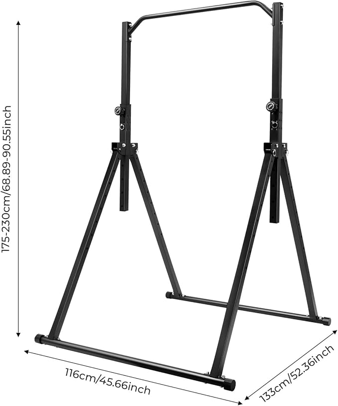 Foldable Power Tower Pull Up Bar, Height Adjustable Dip Station for Home Gym, Multi-Function Fitness Equipment for Strength Training and Workouts