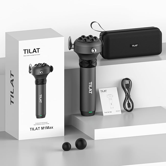 M1 Max Deep Tissue Vibration Therapy Massage Gun – 6500 RPM Handheld Muscle Massager with Thumb Head for Trigger Point & Full Body Pain Relief, Handheld Massager for Back, Neck