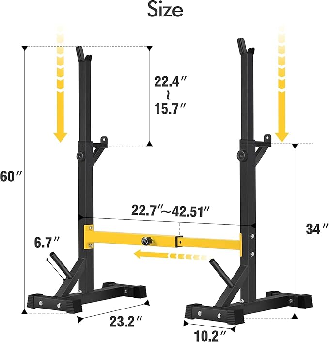 BangTong&Li Squat Rack Stand,Barbell Rack,Bench Press Rack Stand Home Gym Adjustable Weight Rack 550Lbs