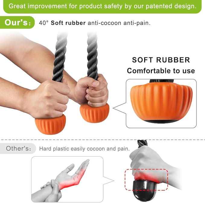 SELEWARE Triceps LAT Pulldown Attachments Home Gym Workout Accessories with Non-Slip Soft Rubber Grip Cable Machine Attachments Triceps Rope Double D Row Handle Pull Down Bar Straight Bar Exercise