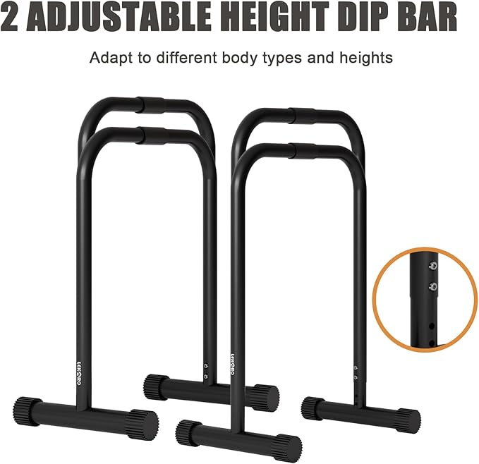 Adjustable Dip Bar, Dip Stand Station Functional Fitness Bar, Strength Training Founctional Dip Bars for Home, Fitness Equipment, Push Up Stand, Load Capacity 330LBS