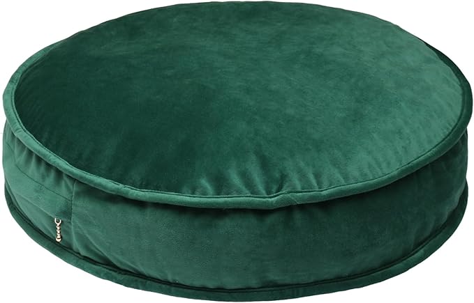 Round Floor Pillow Cover Velvet Throw Seating Pouf Yoga Meditation Cushion Plush Case Reading Room Decor Cover Only (19.7IN, Green)
