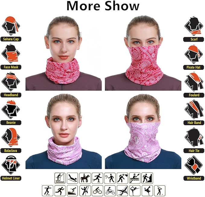 Neck Gaiter Headband Headwear Head Wrap Face Mask Magic Scarf Bandana for Men and Women