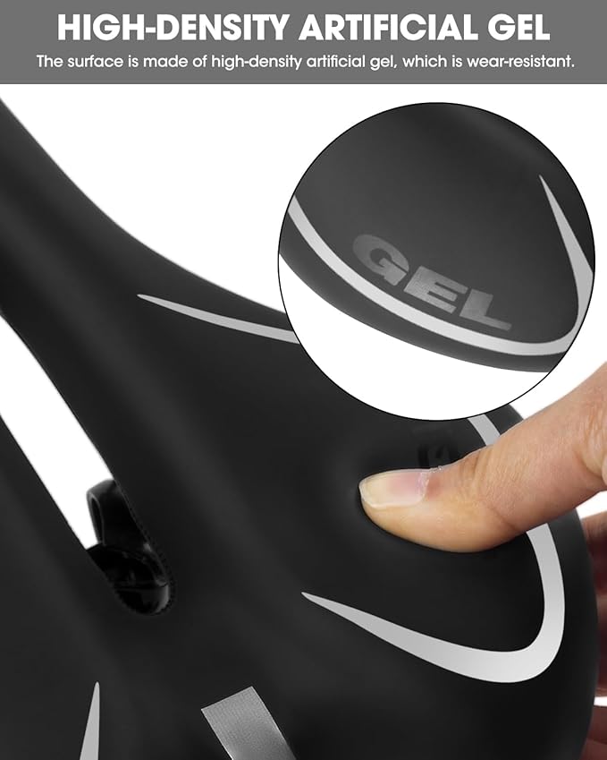 Comfortable Bike Seat for Men & Women, Waterproof Bicycle Seat, Breathable Mountain Bike Saddle, Gel Bicycle Saddle for MTB, BMX, Road Bike, City Bikes, Exercise Bikes