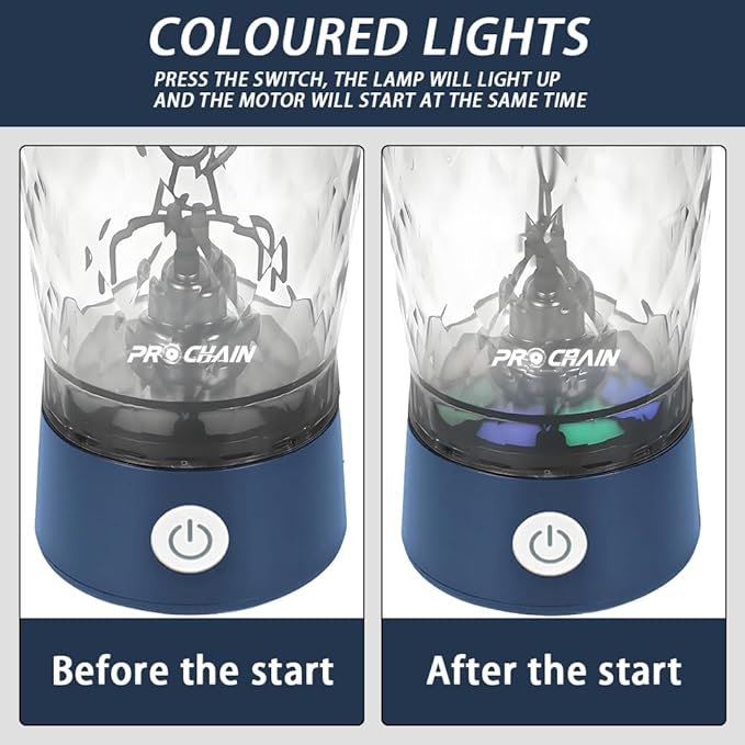 Electric Protein Shaker Bottle, USB Rechargeable Mixing Cup, Water Drink Mixer Portable Bottles for Gym Sport, BPA-Free Tritan, 22oz (Navy Blue)