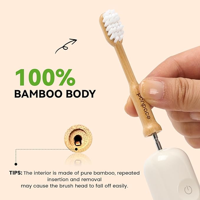 Bamboo Toothbrush Heads Compatible with Laifen, Extra Soft Castor-Oil Bristles for Sensitive Teeth, Eco-Friendly & Gentle Cleaning