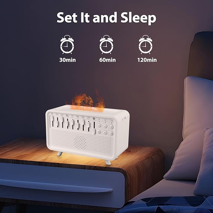 White Noise Machine with Humidifier,Essential Oil Diffuser & Night Light - Portable Sleep Sound Therapy, 8 Natural Sounds Style Mixer with Auto-Off Timer for Bedroom, Office,Travel