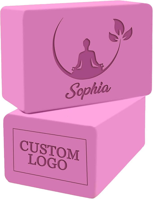 Personalized Yoga Blocks 2 Pack with Custom Design, Yoga Blocks for Women, Exercise blocks Yoga Blocks Soft Non-Slip for Pilates, Meditation, Custom Yoga Accessories