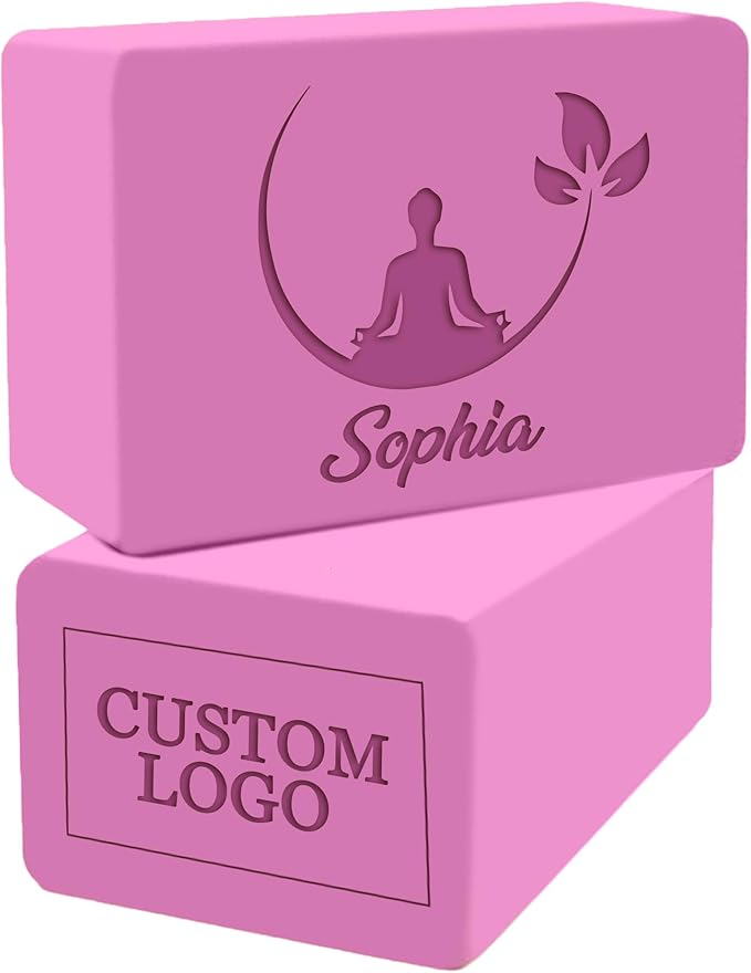 Personalized Yoga Blocks 2 Pack with Custom Design, Yoga Blocks for Women, Exercise blocks Yoga Blocks Soft Non-Slip for Pilates, Meditation, Custom Yoga Accessories
