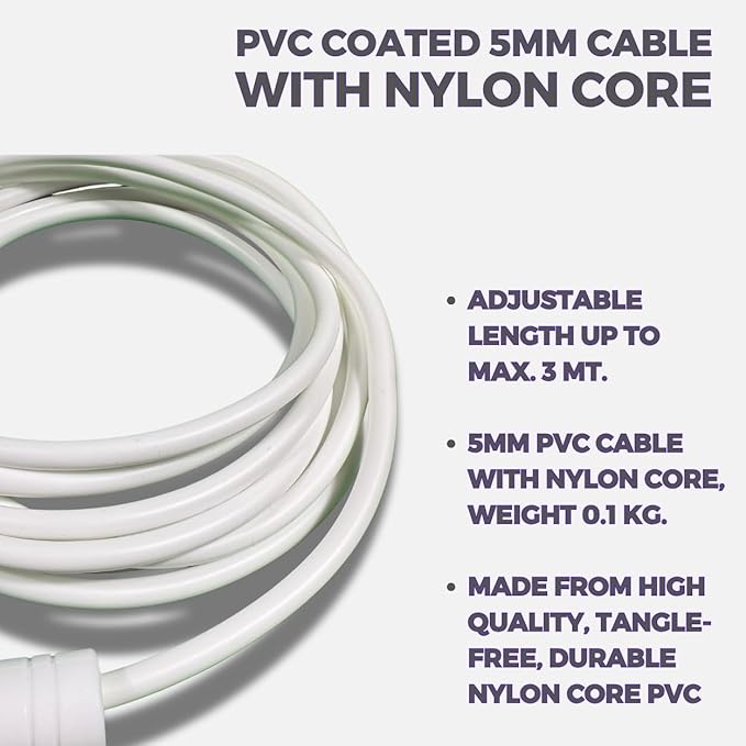 Professional Speed Rope - 3m Adjustable Skipping rope, 5mm PVC with Nylon Core for Cardio, Double Unders & Crossfit - Durable Jump Rope Used for Indoor/Outdoor Training.