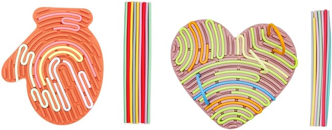 Silicone Sensory Activity Board,Fidget Toy for Calming, Stress, Anxiety, ADHD , Autism , Silent, No Mess , Kids 3+ & Adults ,Autism Toys(Cordate and Glove)