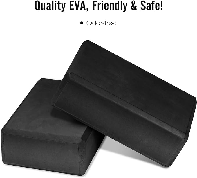 MoKo Thin Yoga Blocks 2 Pack, 9" x 6" x 3" High Density EVA Foam Yoga Block Exercise Bricks, Eco Friendly & Lightweight, Increase Flexibility & Balance, Great for Stretching & Holding Poses