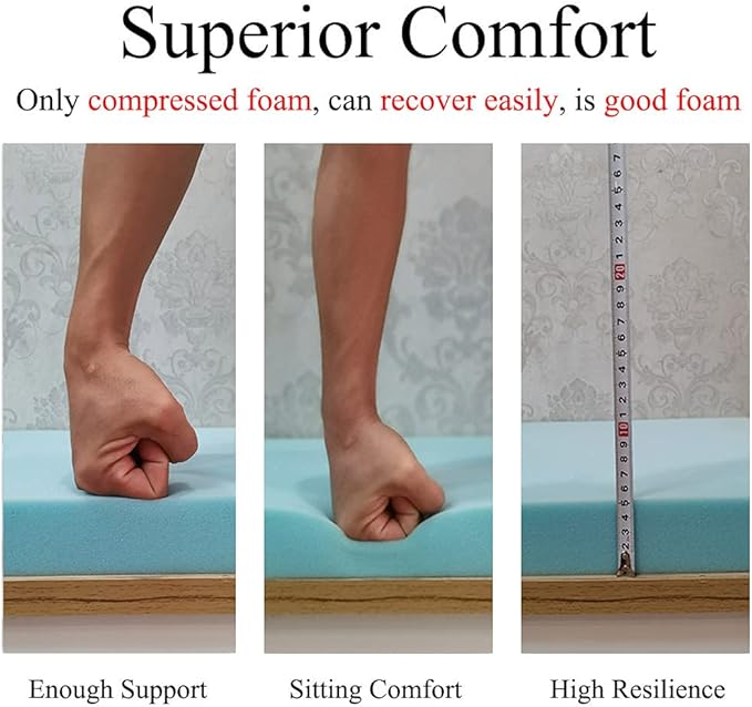 Khaki Bench seat Chair Pads Non-Slip Rubber Back Indoor Swing /Settee Cushion 40'' x 18'' x 2'' (101.6 x 45.7 x 5.08cm)