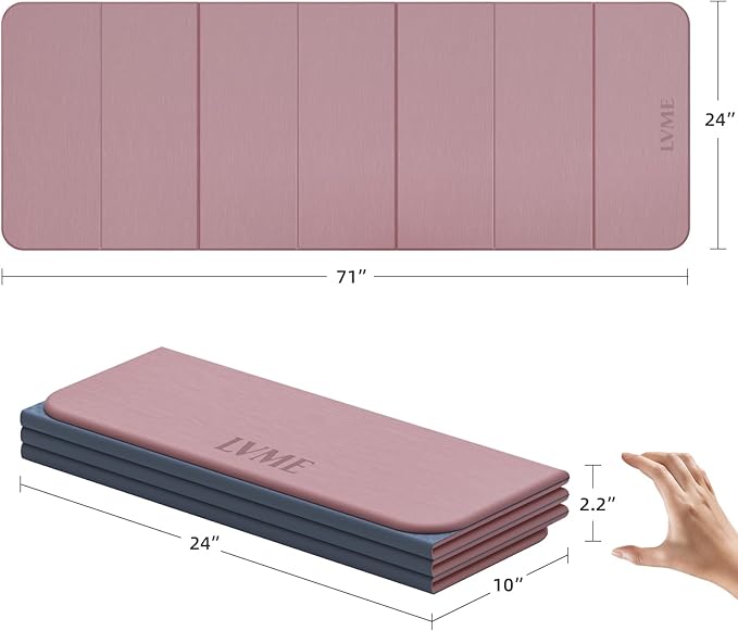 Foldable Yoga Mat, Extra Thick 0.32 inch, SGS Certifed, Non Slip, 71 x 24 inches, Foldable for Travel, Pilates, Camping, Environmental Sports Mat, Odorless TPE Material