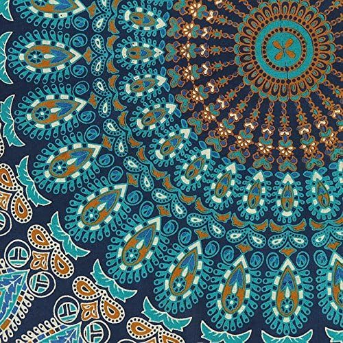 Eyes of India - Mandala Floor Pillow Cover Meditation Cushion Seating Throw Hippie Round Colorful Decorative Bohemian Indian Pouf Ottoman Handmade Cover ONLY (A1 Dark Blue-1, 32" x 32")