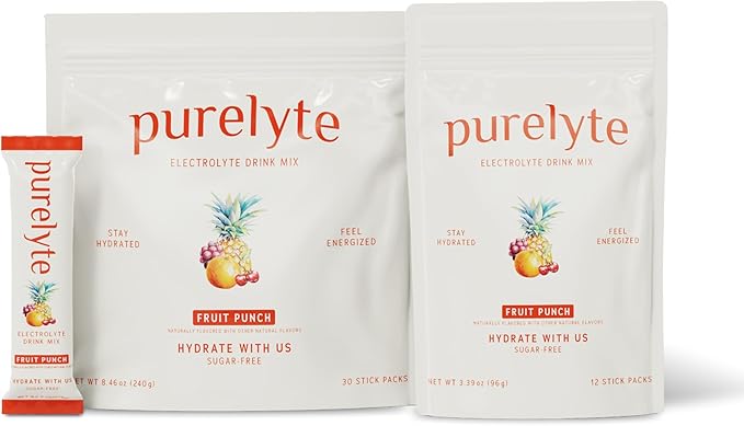 Electrolyte Drink Mix – Sugar-Free Hydration Powder Packets – Clean Electrolytes with Trace Minerals – Keto, Vegan, Gluten-Free – No Artificial Sweeteners – 12 Sticks – Fruit Punch