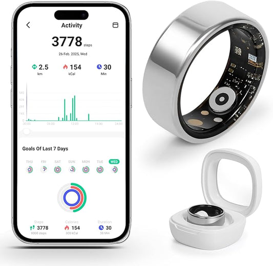 Smart Ring for Women and Men – Fitness & Health Smart Ring with Heart Rate and Sleep Tracking – Waterproof Activity & Wellness Ring Compatible with iPhone and Android