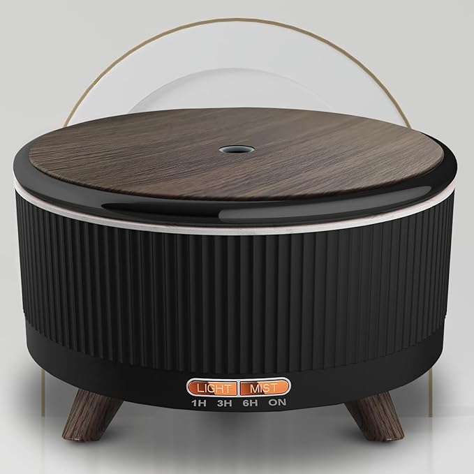 Essential Oil Diffusers for Home 500ml,Aromatherapy Diffusers for Essential Oils Large Room Black Wood with 7 Colors Lights & 3 Mist Mode Waterless Auto Off,Cool Mist Humidifiers for Decor