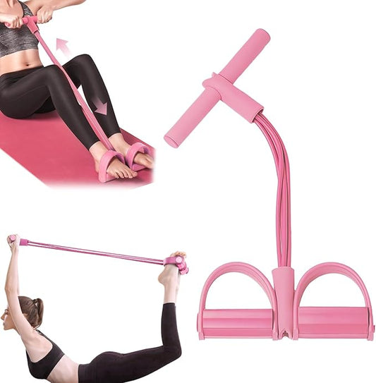 21 Fitness Resistance Bands-4 Tube Pedal Ankle Puller, 2025 New Elastic Yoga Pedal Puller Stretch Band for Exercise, AB Training Auxiliary Device Workout Equipment for Women Men