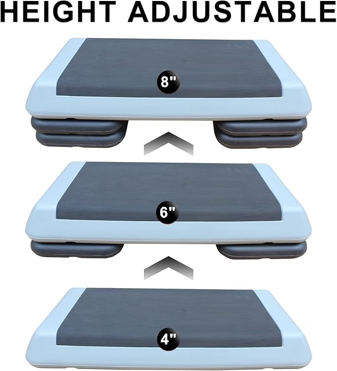 Exercise Aerobic Step Platform,Adjustable Height Fitness Stepper Stackable Risers, Aerobics Stepper Workout Stepper for Gym Home Cardio Strength & Training