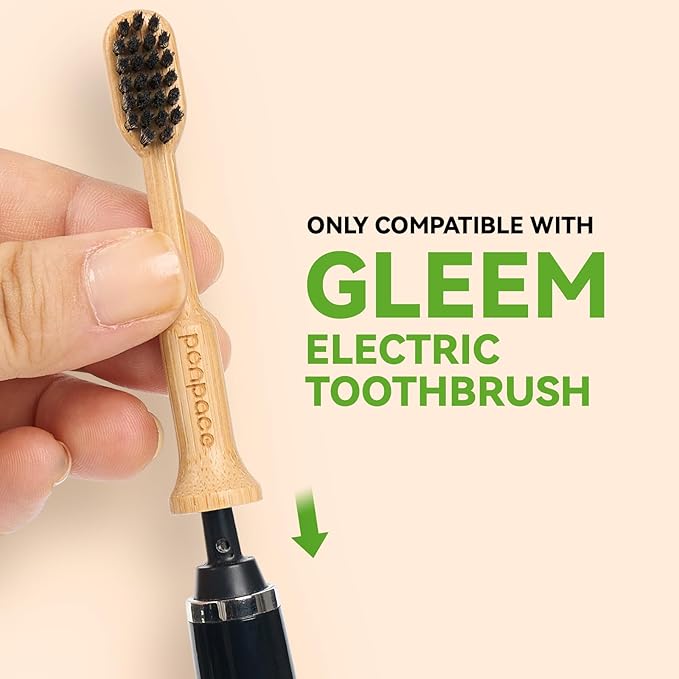 Bamboo Toothbrush Heads Compatible with Gleem, Soft Castor-Oil Bristles, Biodegradable Toothbrush Replacement Heads, Eco-Friendly & Daily Cleaning