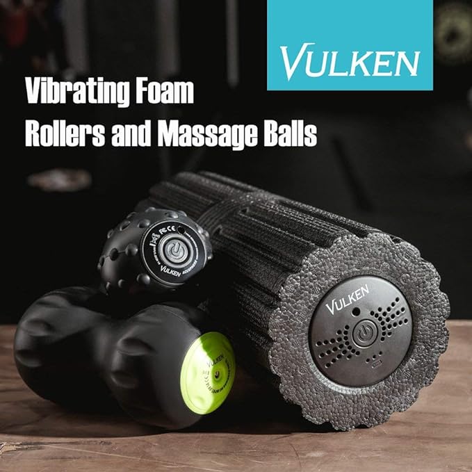 Vulken Extra Long 17” Vibrating Foam Roller 4 Speeds 3800RPM High Intensity Quick Charge Electric Foam Roller Tissue Massager for Muscle Recovery