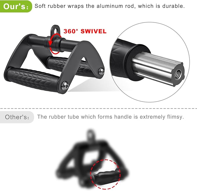 SELEWARE Triceps LAT Pulldown Attachments Home Gym Workout Accessories with Non-Slip Soft Rubber Grip Cable Machine Attachments Triceps Rope Double D Row Handle Pull Down Bar Straight Bar Exercise