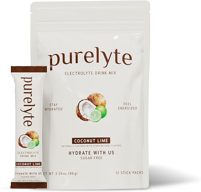 Electrolyte Drink Mix – Sugar-Free Hydration Powder Packets – Clean Electrolytes with Trace Minerals – Keto, Vegan, Gluten-Free – No Artificial Sweeteners – 12 Sticks – Coconut Lime