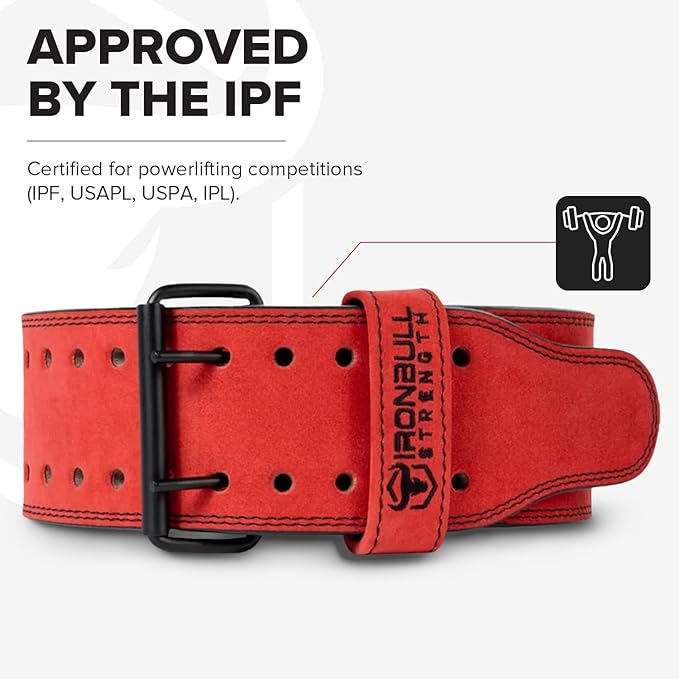 Powerlifting Belt - IPF Approved – Weight Lifting Belt 10mm - Prong Weightlifting Belt for Squats, Deadlift, and Bench Press – Lifting Belt Leather 4in for Men and Women – Back Brace for Gym, Workout, Strength Training, Strongmen & Power Lift