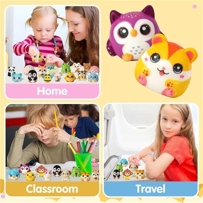 24 PCS Squishies for Kids Bulk - Party Favors 3-6,8-12 Prizes, and Rewards for School Classroom Treasure Box, Birthday Back-to-School Goodie Bags, Pinata Fillers Back to School Gifts