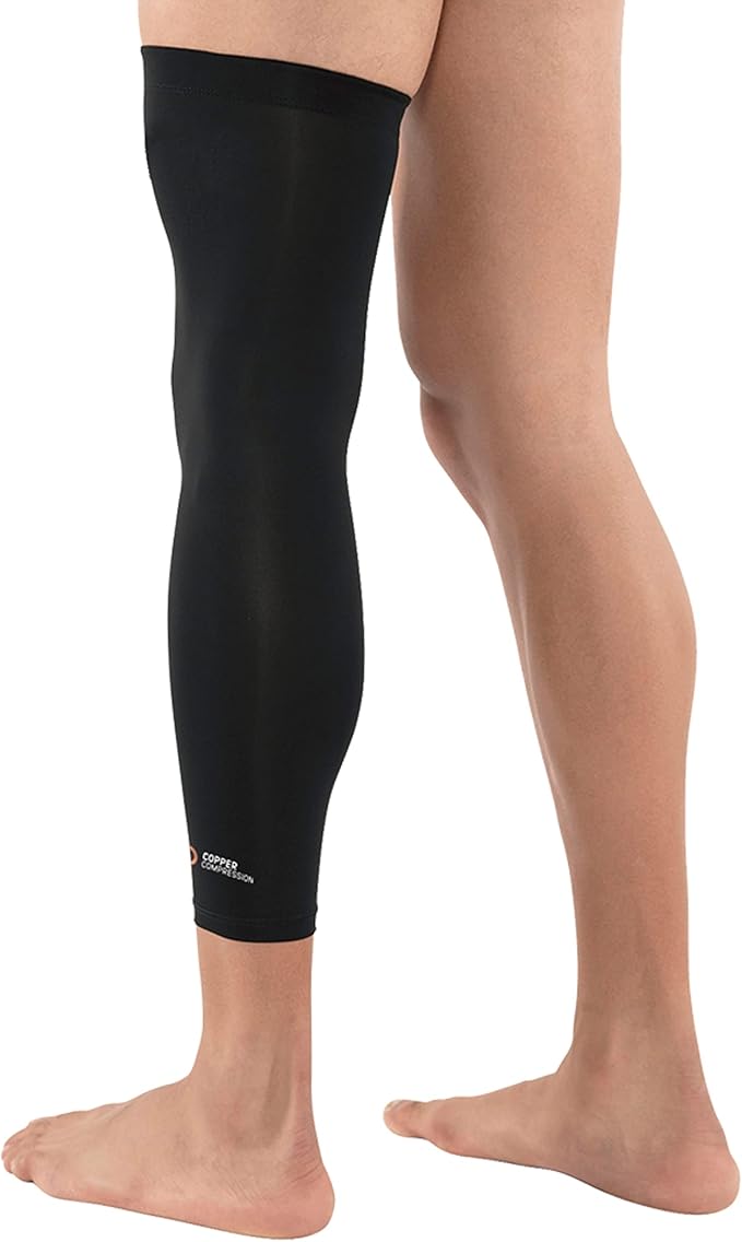 Copper Compression Leg Compression Sleeve - Copper Infused Knee Stabilizer Brace for Running, Meniscus Tear, ACL, MCL, Arthritis, Joint Pain Relief - Thigh & Calf Support for Men & Women