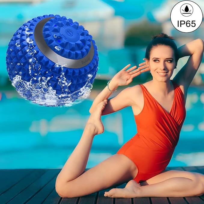 Vibrating Massage Ball 4-Speed High-Intensity Fitness Yoga Massage Roller, Relieving Muscle Tension Pain & Pressure Massaging Balls (Blue)