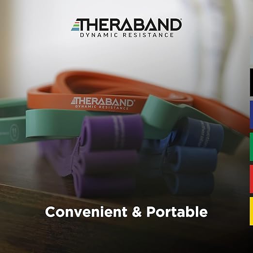 THERABAND High Resistance Band, Elastic Super Bands for Improving Flexibility, Injury Rehab, & Full Body Workouts, Heavy Duty Stretch Bands for Powerlifting, Heavy, Blue, 35 lbs. Resistance