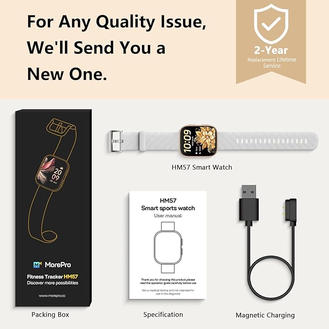 MorePro Health Fitness Tracker with 24/7 Heart Rate/Blood Pressure Monitor, Blood Oxy-gen/Sleep Tracking, 120+ Sports Activity Tracker, Smart Watch (Make/Answer Call) with Step Counter for Women Men