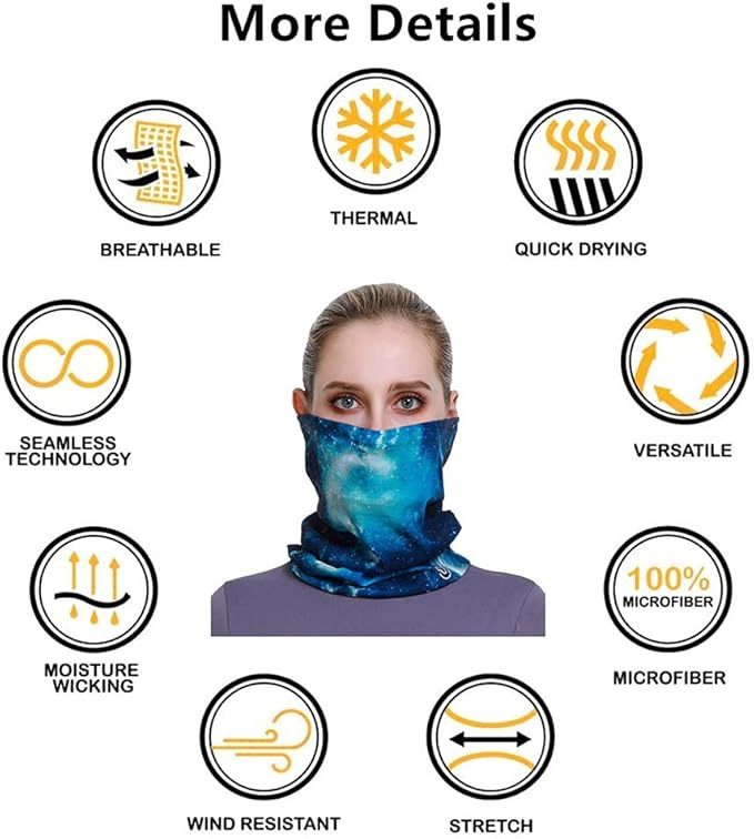 Headband Neck Gaiter Head Wrap Headwear Face Mask Magic Scarf Bandana for Men and Women