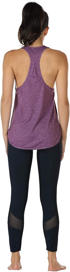 icyzone Women's Racerback Workout Athletic Running Tank Tops Loose Fit (Pack of 2)