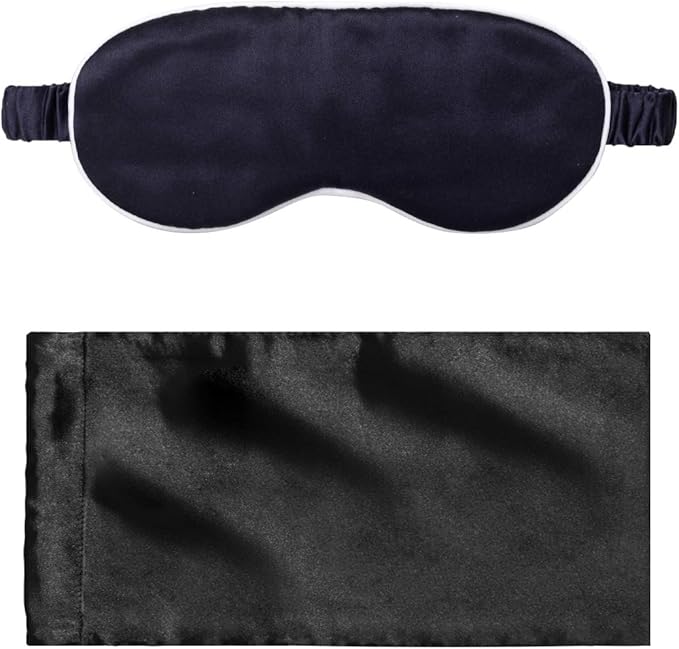 Silk Sleep Mask Light Blocking Luxury 100% Mulberry 19mm Silk Eye Mask Eye Cover Blindfold Ultra Soft Light & Comfy Anti Aging Skin Care with Travel Bag Gift Package