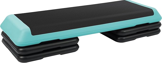 Fitvids Step Aerobic Platform, Exercise Step with 5 levels Adjustable Height, 4 Stackable Risers, Fitness Training Workout Stepper for Home Gym, Cardio Strength, Multiple Options