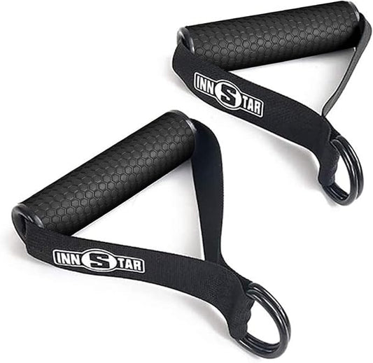 INNSTAR Upgraded Heavy Duty Exercise Handles, Cable Machine Attachments Resistance Bands With Solid ABS Core Grips, Fitness Strap Stirrup Handle Cable Attachment