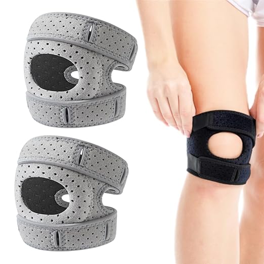 Knee Brace for Women Men Adjustable Knee Support, Knees Pains Relief Brace for Meniscus Tear Knee Pain Arthritis Pain Injury Recoverys Running Workout (2, Gray)