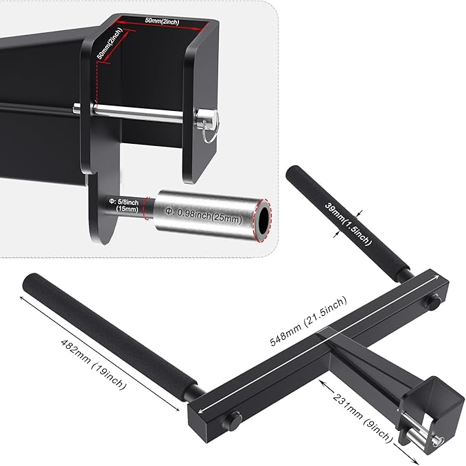 SELEWARE Y-Shaped Dip Bar for 2"x2" or 3"x3" Power Rack with 5/8" or 1" Holes, Heavy Duty Dip Bar Attachment with Non-Slip Grips, Squat Rack Accessories for Home Gym Strength Training