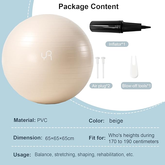 Exercise Ball for Workouts, Anti-Burst and Slip Resistant Yoga Ball for Gym Fitness and Physical Therapy