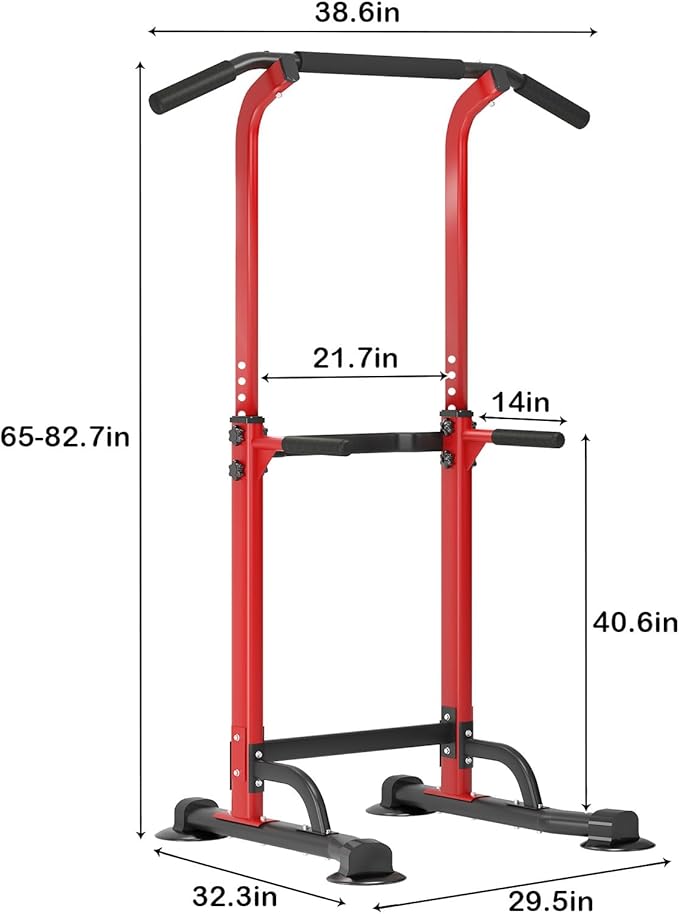 SogesHome Power Tower Pull Up Bar and Dip Station Adjustable Height Dip Stand Multi-Functional Strength Training Fitness Workout Station